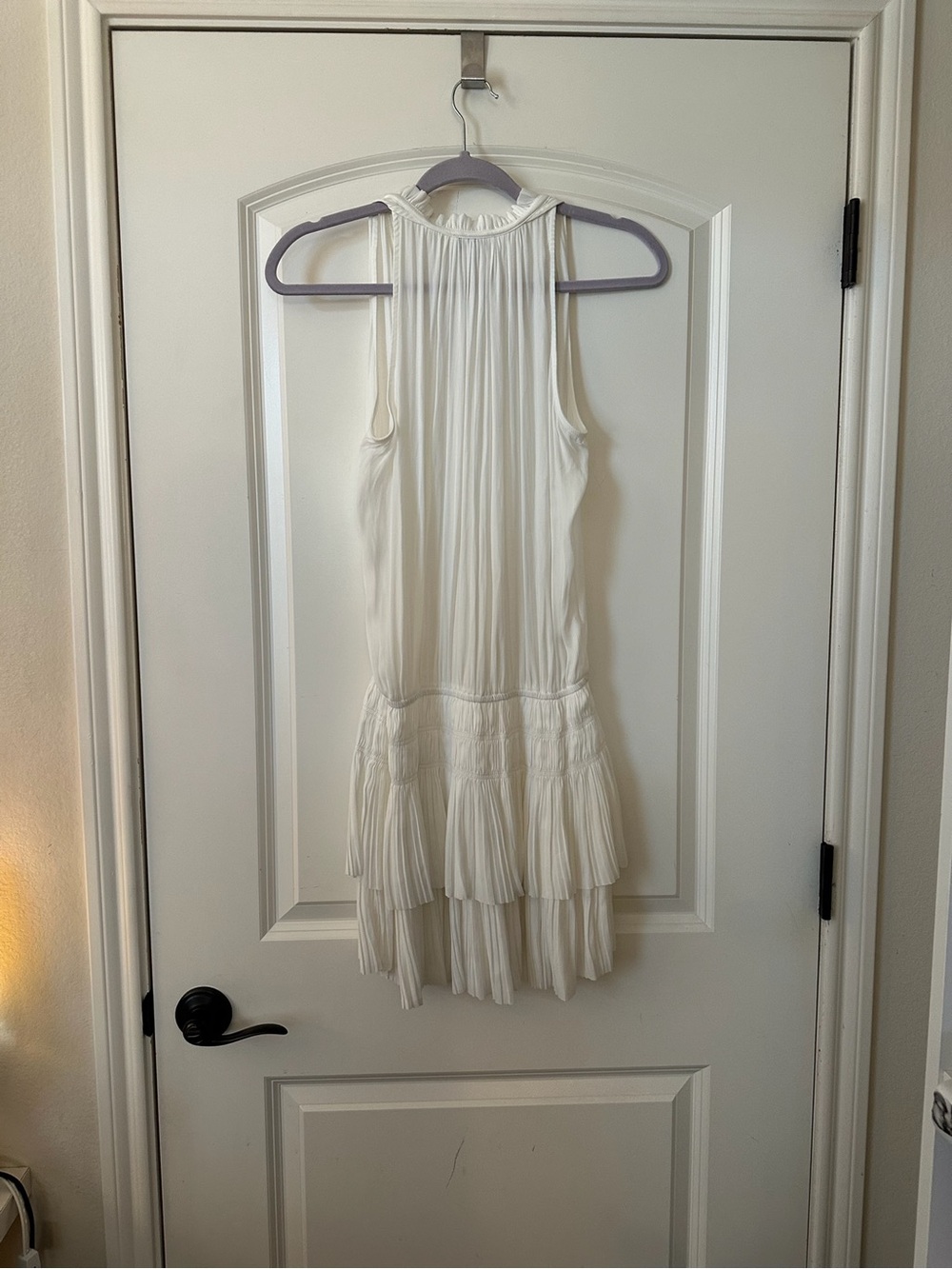 Current Air Ivory Pleated Tiered Mini Dress
